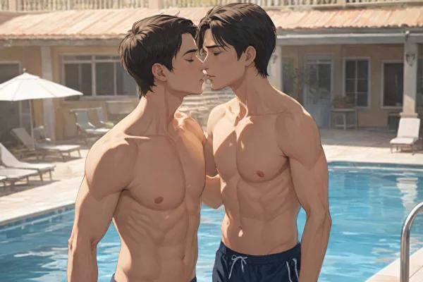 two anime boys kissing